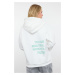 Trendyol Ecru Thick Inside Fleece Back Printed Oversize/Wide Fit Knitted Sweatshirt