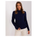 Navy blue sweater with cables and turtleneck