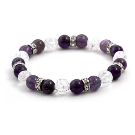 Agato Korálkový náramok z ametystu a krištáľu MINK69 18 cm