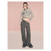 Koton Straight Wide Leg Window Detailed Trousers Chain Detail Pocket