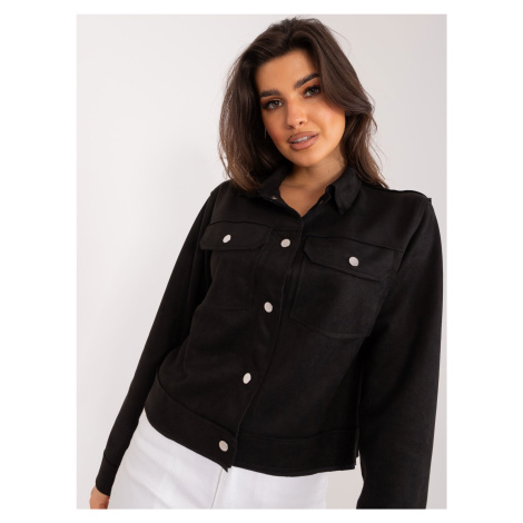 Black Thin Transitional Jacket With Pockets