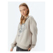 Koton Oversize Zippered Sweatshirt Hooded Pocket Detail Printed