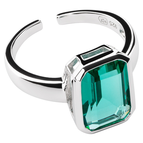 Preciosa Nádherný otvorený prsteň so zeleným zirkónom Preciosa Atlantis 5355 94 L