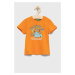 Detské bavlnené tričko United Colors of Benetton oranžová farba, s nášivkou