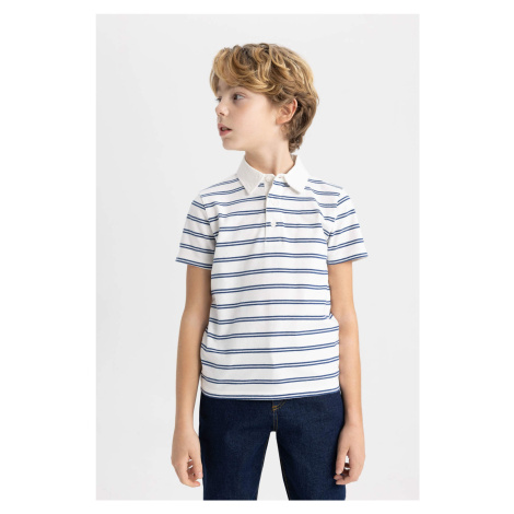 DEFACTO Boy Striped Pique Short Sleeve Polo T-Shirt