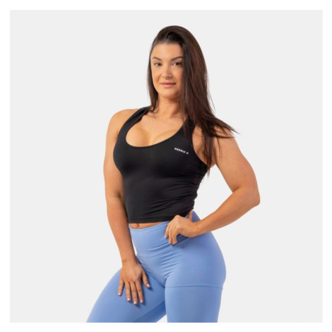 NEBBIA Dámske tielko Crop Top Sporty Slim Fit Black  XS