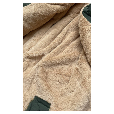 Zeleno-béžová teplá dámska zimná bunda (W559) MHM