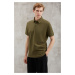 GRIMELANGE Eddiee Men's Slim Fit 100% Cotton Khaki Polo Neck T-shirt