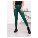 Ribbed high-waisted leggings in dark green