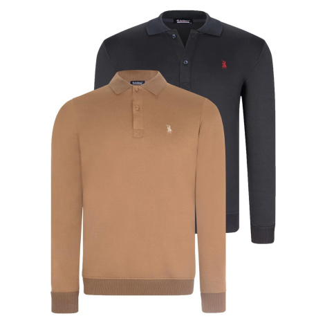 DOUBLE SET V4007 DEWBERRY MEN'S SWEATSHIRT-NAVY-CAMEL