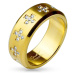 Prsteň z ocele 316L zlatej farby, číre zirkónové krížiky po obvode, 8 mm - Veľkosť: 67 mm