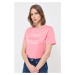 Bavlnené tričko BOSS ružová farba