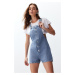 Trendyol Blue Short Denim Jumpsuit