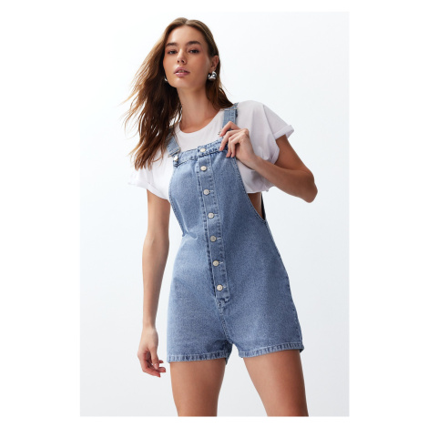 Trendyol Blue Short Denim Jumpsuit