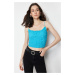 Trendyol Turquoise Textured Strap Crop Flexible Knitted Undershirt