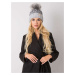 RUE PARIS Grey insulated winter beanie with pompom