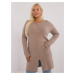 Dark beige women's sweater in larger size with viscose