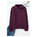 Trendyol Plum Regular Wool Half Turtleneck Plain Knitwear Sweater