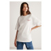 GRIMELANGE Janna Women's City Themed Front and Back Print Detail Oversize Fit Crew Neck White / 