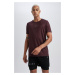 DEFACTO Fit Slim Fit Crew Neck Printed Short Sleeve Sports T-Shirt