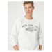 Koton College Printed Sweatshirt Crew Neck Long Sleeve Raised