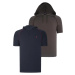 DUAL SET T8570 DEWBERRY HOODED MEN'S T-SHIRT-NAVY BLUE-KHAKI