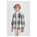 DEFACTO Boy's Oversize Fit Checked Flannel Long Sleeve Shirt