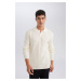 DEFACTO Men's Ecru Standard Fit Polo Collar Buttoned Knitwear Sweater