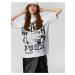 Koton Oversized T-Shirt with Short Sleeves and Oriental Print Crewneck.