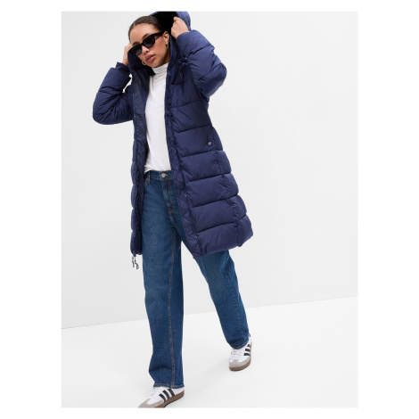 Tmavomodrý dámsky prešívaný kabát Gap