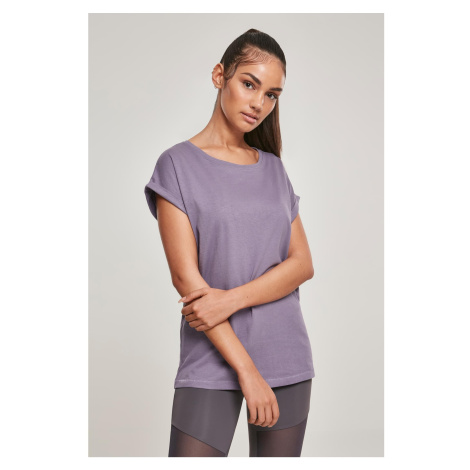 Women's T-shirt with extended shoulder powder purple