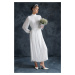 Trendyol Cream Pleated Woven Lined Chiffon Bride/Special Occasion Dress