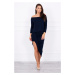 Asymmetrical dress, dark blue 3/4 sleeves