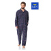 Pyjamas Key MNS 414 B23 L/R Flannel M-2XL men's zip-up navy blue