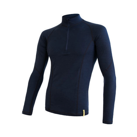 SENSOR MERINO DF pánske tričko dl. rukáv zip deep blue