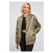 Women's Oversized Satin Bomber Jacket Softolive