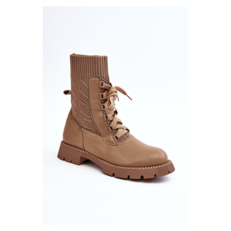 Women's boots with lace-up sock, brown Gentiana