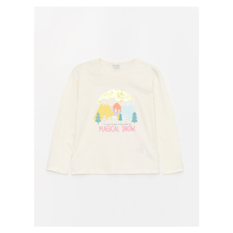 LC Waikiki Crew Neck Printed Long Sleeve Girls' T-Shirt