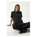 Happiness İstanbul Women's Black T-Shirt Tracksuit