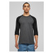 Contrasting 3/4 sleeve raglan t-shirt cha/blk