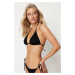 Trendyol Black Triangle Textured Bikini Top