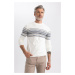 DEFACTO Standard Fit Patterned Crew Neck Sweater