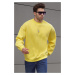 Madmext Men's Yellow Crew Neck Oversize Raised Basic Sweatshirt 6048