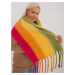 Red and green women's scarf with ombre knitted fringe