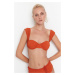 Trendyol Brown Textured Bikini Top