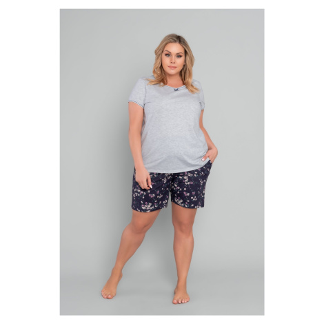 Women's pyjamas Celestina, short sleeves, shorts - light melange/print Italian Fashion