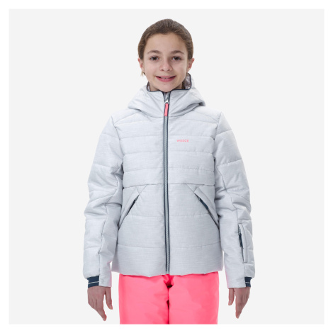 Detská lyžiarska prešívaná bunda 100 Warm hrejivá a nepremokavá sivá