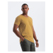 Ombre BASIC men's classic cotton T-shirt with a serape neckline - mustard