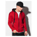 Červená pánska mikina na zips s kapucňou Ombre Clothing B1076