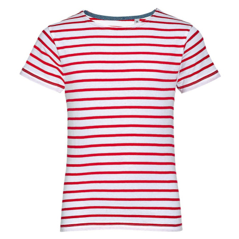 SOL'S Detské pásikavé tričko Miles - Biela / červená